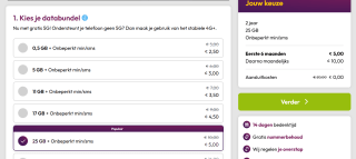 Eerste 6 maanden 25Gb/onbeperkt min/geen aansluitkosten voor €5