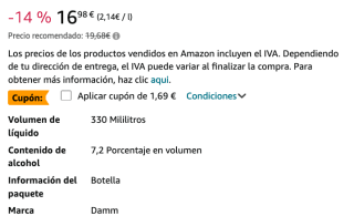 Cerveza Voll-Damm Paquete 24 x 33 cl por solo 14,44€