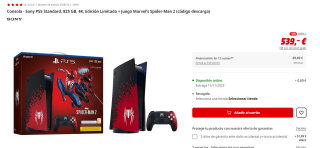Edición limitada PS5 Standard Spiderman , 825 GB, 4K + Juego Marvel’s Spider-Man 2 por 529€