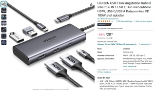 UGREEN 6-in-1 USB C Dockingstation voor €28,49 bij Amazon NL