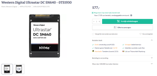 Western Digital Ultrastar DC SN640 NVMe voor €543,29