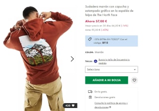 The North Face Sudadera marrón con capucha por 48,45€