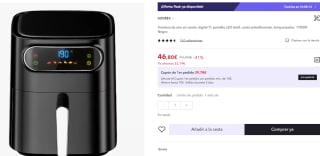 Freidora aire sin aceite digital 7L pantalla LED táctil, cesta antiadherente por 46,80€ (cuenta nueva por 34,80€)