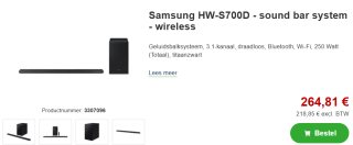 SAMSUNG Ultra Slim HW-S700D (2024) Soundbar voor €264,81 bij Proshop