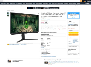 Pantalla de PC Gamer Samsung Odyssey G4 G40B S27BG400EU 27'' FHD Slab IPS por solo 149€