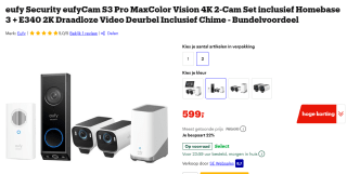 EufyCam S3 Pro 2-Cam Set inclusief Homebase 3 + E340 2K Draadloze Video Deurbel Inclusief Chime voor €599 bij Bol