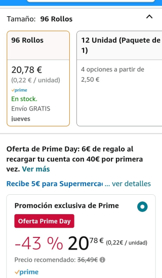 Nicky Ultrasoft Papel Higiénico 96 rollos por 20,78€.