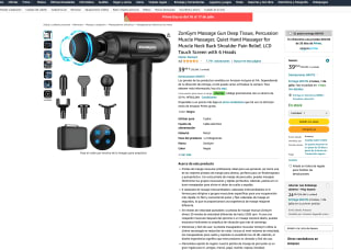 Pistola de masaje muscular potente ZonGym con 6 cabezales y maletín por 19,99€