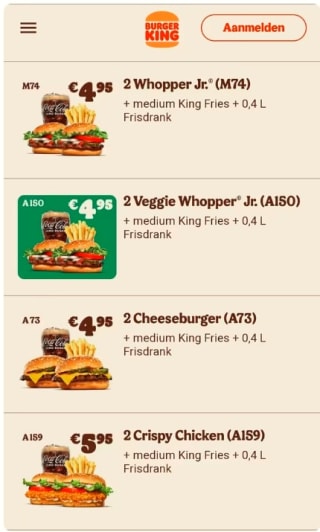 Diverse Kortings Coupons bij Burger King
