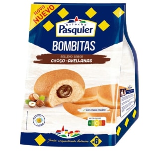 Pack de 2 Pasquier Bombitas Bizcocho relleno de chocolate 6 unidades 270gr por 3,89€.