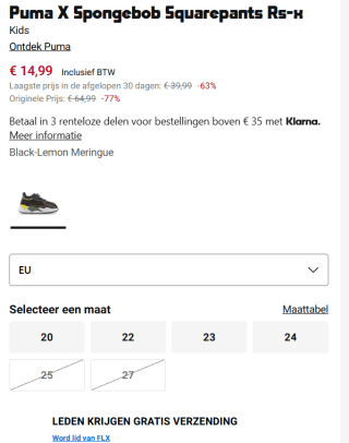Puma Babyschoenen voor €14,99 bij Footlocker