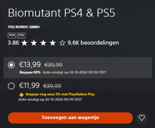 Biomutant PS4 & PS5voor €13,99 in de Playstation Store