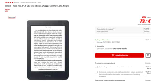 eBook Kobo Nia, 6" con 8 GB por 79€