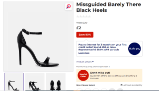 Missguided Barely There Black Heels for £2 at Studio
