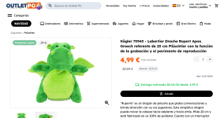 Peluche dinosaurio Ruperto por 4,99€