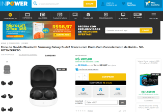 Fone de Ouvido da Samsung, modelo Galaxy Buds2 - R$ 287