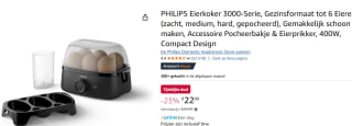 Philips 3000 series Eierkoker voor €22,99 bij Amazon