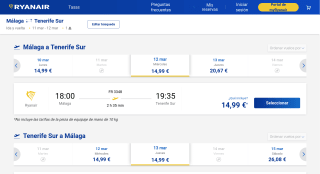 Vuelos a Tenerife por 14,99€