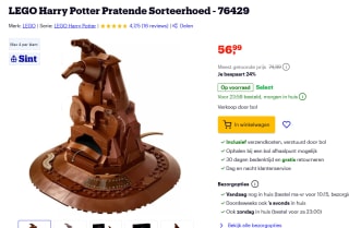 LEGO Harry Potter pratende sorteerhoed voor €56,99 bij Bol