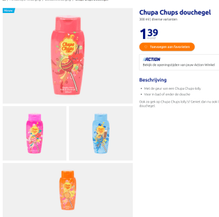 Chupa Chups showergel voor 1,39 euro