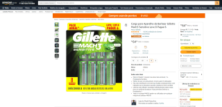 Refil de lâmina Gillette Mach3 Sensitive com 8 uni - R$ 64,99