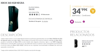 Xbox 360 Slim de 4Gb de segunda mano por 34,99€