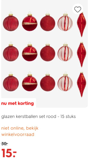 Tot 50% korting op diverse kerstproducten bij HEMA