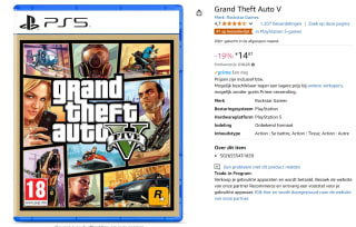 PS5 Grand Theft Auto V voor €14,87 bij Amazon