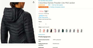 Columbia dames jas "Powder Lite" voor €38,75 bij Amazon