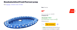 Fresk Flosi opblaasbaar hondenluchtbed met pomp voor €6,07 bij Bol