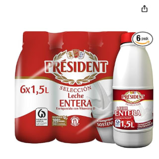 Pack 6 x 1,5L de PRESIDENT Leche Entera por 8.26€