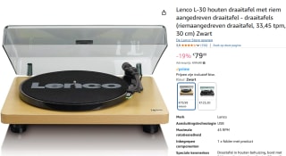 LENCO L-30WD Platenspeler met USB/PC Encoding Hout voor €79,99 bij Amazon