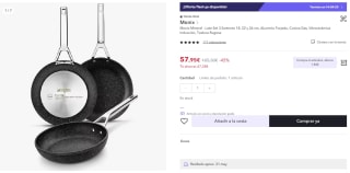 Monix Mineral Lote Set 3 Sartenes 18, 22 y 26 cm todo tipo cocinas por 57,95€ (cuenta nueva 45,95€)
