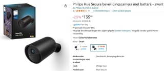 PHILIPS HUE Philips Hue Secure Beveiligingscamera met Batterij voor €139 bij Bol