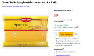 Grand'Italia Spaghetti durum tarwe 3 kilo voor €3,70 bij Bol