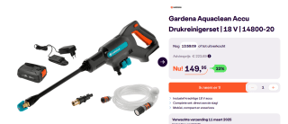 GARDENA AquaClean 24/18 V P4A kant-en-klare set drukreiniger voor €149,95 bij ibood