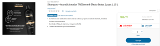 Shampoo + Acondicionador TRESemmé Efecto Botox por $108 en Sam's Club