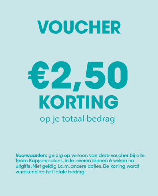 2,50 euro korting na een nieuwe afspraak binnen 6 weken.