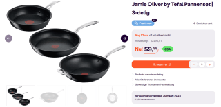 Jamie Oliver by Tefal Pannenset 3-delig voor €59,95 bij iBOOD