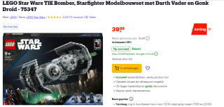LEGO Star Wars - TIE Bomber voor €39,99 bij Bol