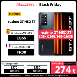 Realme GT NEO 3T 5G Versión Global NFC 8GB 128GB por 274€
