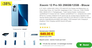 Xiaomi 12 Pro, 12GB ram, 256GB opslag Blauw voor €649 bij proshop