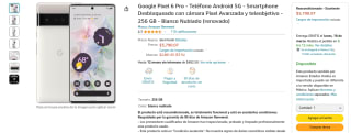 Google Pixel 6 Pro 5G 256GB Renovado por $5,790 en Amazon