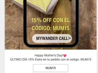 15% descuento desde My Wander Store