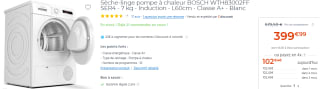 Sèche-linge pompe à chaleur Bosch à 399,99€