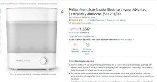 Philips Avent Esterilizador Eléctrico a vapor Advanced por $1636
