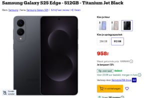 Samsung Galaxy S25 Edge, 512GB opslag Zwart voor €958 bij Bol