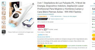 Depiladora de Luz Pulsada IPL 1 millon de flashes por 29,59€