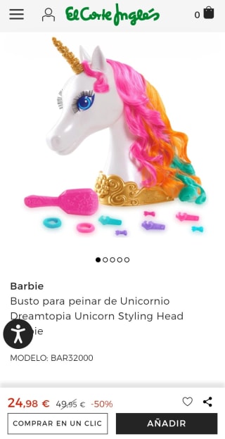 Busto para peinar de Unicornio Dreamtopia Unicorn Styling Head Barbie por 24,98€