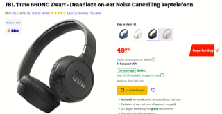 JBL Tune 660NC Zwart - Draadloze on-ear Noise Cancelling koptelefoon voor €49,95 bij bol.com